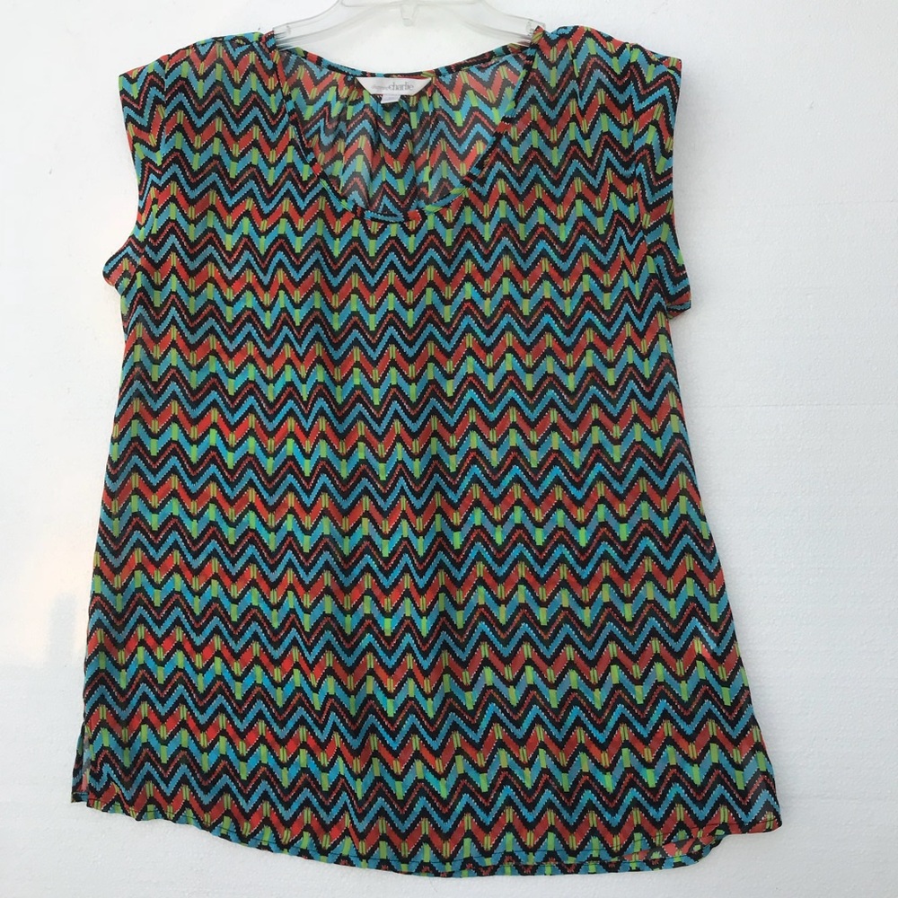 Charming Charlie szM cap sleeve gathered back top